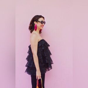 Sachin & Babi Nashik Strapless Tiered High-Low Lace Top Sz 14